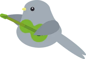 Guitar Playing Bird Cartoon PNG image