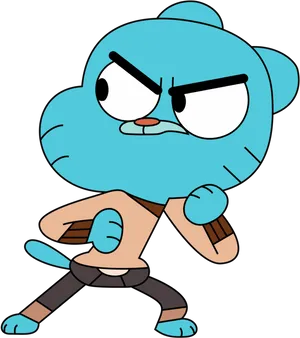Gumball Watterson Angry Stance PNG image
