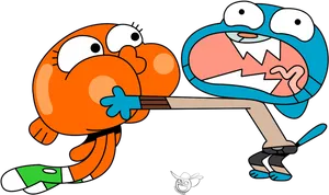 Gumballand Darwin Funny Face Expression PNG image