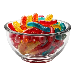 Gummy Worms In A Candy Bowl Png 06132024 PNG image