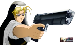 Gun Wielding_ Nun_ Animation PNG image