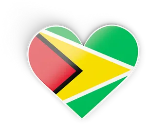 Guyana Flag Heart Shaped Graphic PNG image