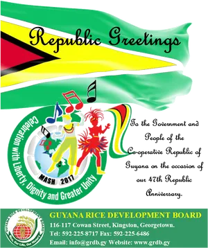 Guyana Republic Anniversary Greeting Poster PNG image