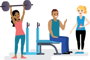 Gym Friends Weightlifting Session PNG image