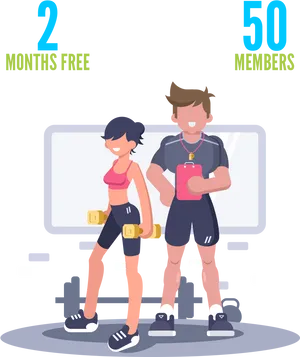 Gym Promotion Cartoon Fitness Couple