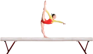 Gymnast Performing Balance Beam Routine PNG image