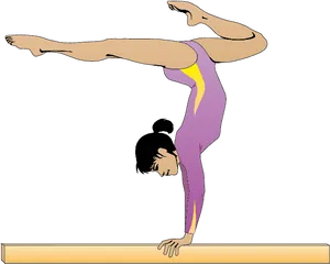 Gymnast Performing Balance Beam Skill PNG image