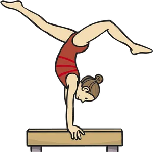 Gymnast Performing Balance Beam Skill PNG image