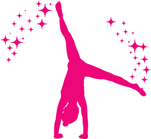 Gymnast Silhouette Handstand Stars PNG image