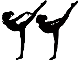Gymnasts Performing High Kicks Silhouette PNG image