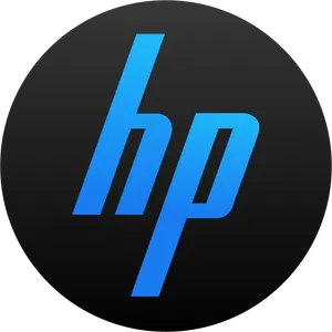 H P Logo Blueon Black Background PNG image