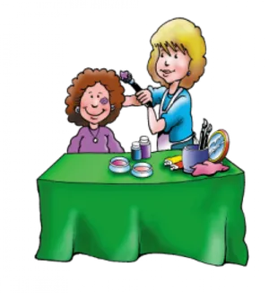 Hair Styling Session Cartoon PNG image