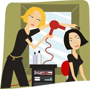 Hair Styling Session Cartoon PNG image