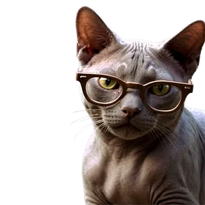 Hairless Cat With Glasses PNG 06252024 PNG