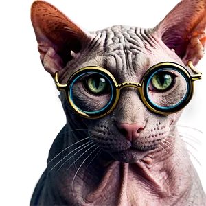 Hairless Cat With Glasses PNG Bis PNG