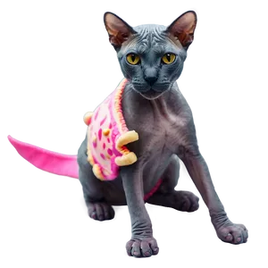 Hairless Cat With Toy PNG 06252024