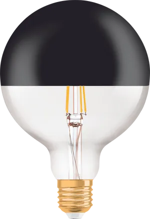 Half Black Half Clear Lightbulb PNG image