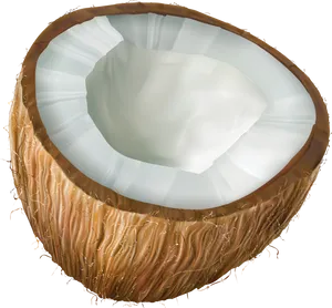 Half Coconut Section Illustration