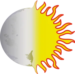 Half Illustrated Sun Transparent Background PNG image