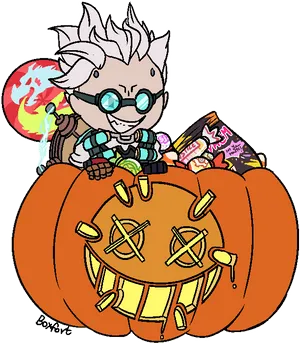 Halloween Candy Collector Character PNG image