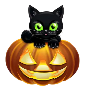Halloween Cartoon Black Cat PNG 06252024