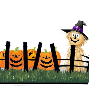 Halloween Cartoon Scarecrow Scene PNG Axs8 PNG