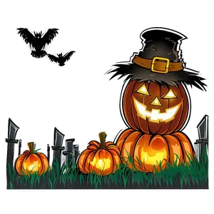 Halloween Cartoon Scarecrow Scene PNG Lbw24 PNG