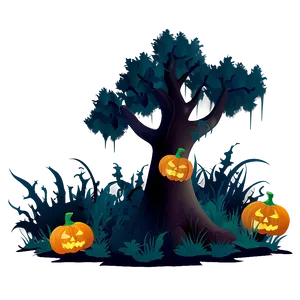 Halloween Cartoon Spooky Forest PNG 06252024