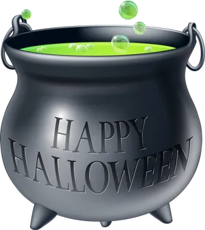 Halloween Cauldron Bubbling Green Potion PNG image
