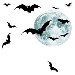 Halloween Moon And Bats PNG Aqd