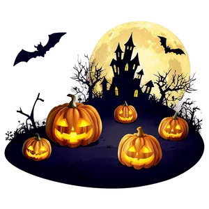 Halloween Night Cartoon Scene PNG 06252024 PNG