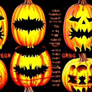 Halloween Party Pumpkin Carvings PNG 06262024