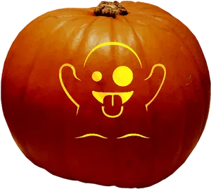 Halloween Pumpkin Ghost Face Carving PNG image
