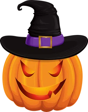 Halloween Pumpkin Witch Hat PNG image