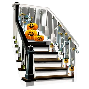 Halloween Staircase Decor PNG 06212024