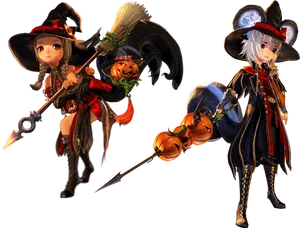 Halloween Witch Characters Render PNG image