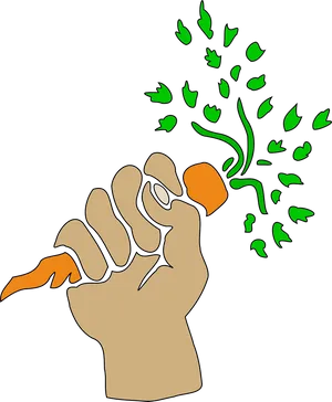Hand Crushing Carrot Clipart PNG