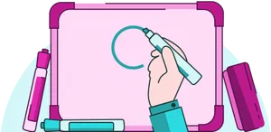 Hand Drawingon Whiteboard Illustration PNG