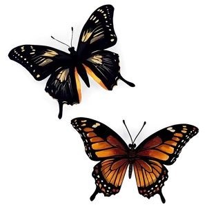 Hand Drawn Black Butterfly PNG 5 PNG