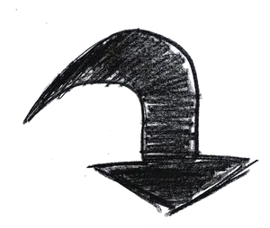 Hand Drawn Black Curved Arrow PNG image