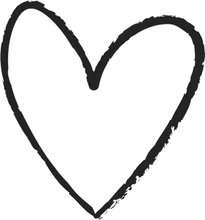 Hand Drawn Black Heart Outline PNG
