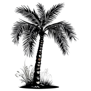 Hand Drawn Black Palm Tree Png Pkk PNG image