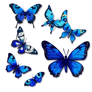 Hand Drawn Blue Butterflies Png Cnx55 PNG image