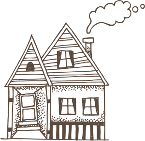 Hand Drawn Blue House Sketch
