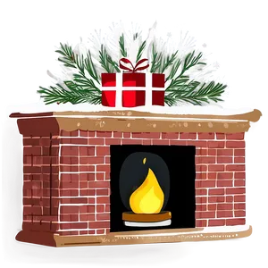 Hand-drawn Christmas Fireplace PNG 06262024