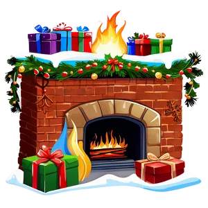 Hand-drawn Christmas Fireplace PNG 06262024 PNG