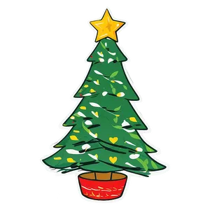 Hand Drawn Christmas Tree PNG Khv32
