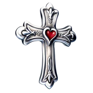 Hand-drawn Chrome Heart Cross Png 06132024 PNG image