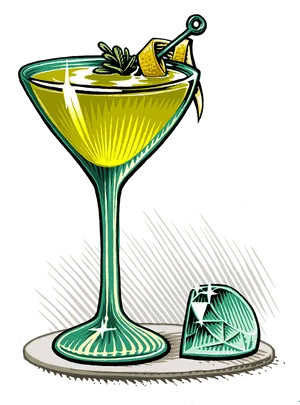 Hand Drawn Cocktail Glass With Garnish PNG image