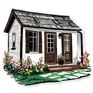 Hand-drawn Cottage Illustration PNG Tug96